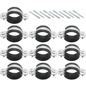 VIKKSAER 10Pcs Adjustable Pipe Bracket Clamp, Pipe Clamp Split Ring Hanger, Heavy Duty Pipe Bracket Clamp Wall Ceiling Mount Pipe Support with M8 Nuts (1-1/4inch / 32mm)