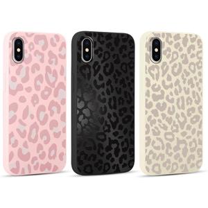 3 Pack Cute Cheetah Print for iPhone X/XS 5.8" Phone Case, Leopard Aesthetic Design Cases Soft Silicone Slim TPU Shockproof Protective Fundas for Women Girls