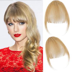 Clip in Bangs,100% Human Hair,French Bangs for Women, Wispy Bangs with Temples for Daily Wear, Hairpieces Ash Blonde