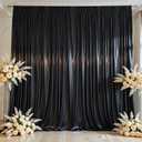 Black Satin Backdrop Curtains 2 Panels - Glitter Photo Drapes for Baby Shower, 10x10FT Shimmer Back Drop Cloth, Wrinkle Free for Birthday Party Prom Wedding Photoshoot Background