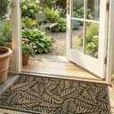 Color&Geometry Door Mat Outside Entrance 17"x30", Garage, Khaki
