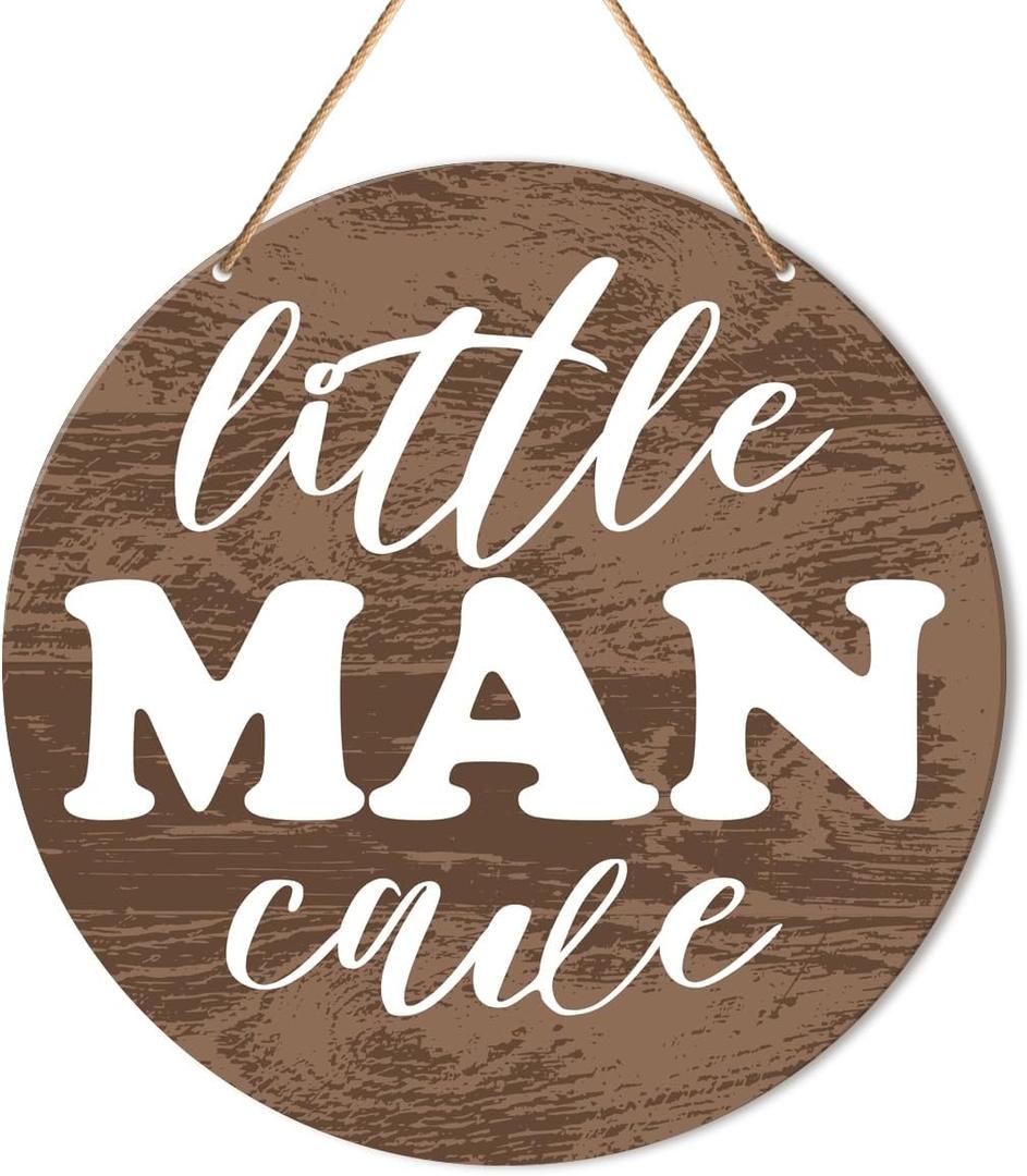 Muktoujaumai Baby Boy Nursery Wall Decor, Nursery Hanging Sign Decor Farmhouse Wall Decoration Bohemia Wood Sign for Kids Bedroom, Playroom, Gift for Newborn Baby Boy Toddler, Little Man Cave (Y4)