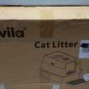 Extra Large Stainless Steel Litter Box with Lid, High Sided Enclosed Metal Cat Litter Pan, Dog Proof Front Entry Top Exit, Odor Control Easy Clean Leak Proof, Includes Mat, Scoop & Step, Black