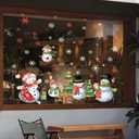 Snowman Window Stickers, Snowflake and Tree Christmas Decor Window Decals, Static Cling Reusable Double Sided Printing Art Stickers, for Glass Mirror Decoration, Home, Holiday