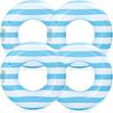 4PCS Pool Floats for Adults Rings Striped Pool Float Large Swim Ring for Adults,35 Inch Classic Striped Pool Inner Tubes for Teens Summer Beach Bachelorette Party