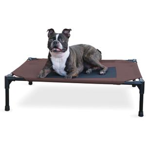 K&H Pet Products Outdoor Elevated Dog Cot, Breathable Cooling Elevated Cot Hammock Pet Bed for Medium Dogs, Washable Mesh Cover, Raised Metal Frame, Collapsible, Portable - Medium 32 X 25 Chocolate