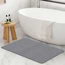 Extra Large Stone Bath Mat, 32''x20'' Non-Slip Diatomaceous Earth Stone Bath Mat, Super Absorbent Quick Drying for Bathroom/Kitchen, Easy to Clean (31.5x19.7'', Grayflat 1 Pack)