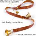 FOLKSMATE Leather Dog Door Bells for Potty Training, Big Brass Puppy Dog Door Bells Extra Loud for Dogs Training, Housebreaking, Door Knob, Dog Bell to Ring to Go Outside Puppy Pet Supplies Leather,, One Dog Bell, Brown/Leather