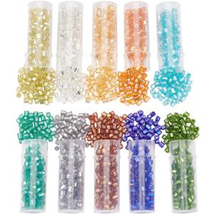 1200Pcs Glass Tube Beads Bulk 3mm Mini Square Seed Beads Crystal Spacer Tube Bead Small Craft Bead for DIY Bracelets Earring Necklace Jewelry Making Hole: 1-1.2mm3~4x2.5~3x2.5~3mm