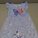 PATPAT Toddler Girl Romper Size 6T, Blue Butterfly Print Ruffle Shoulder Sleeveless Belted Romper Shorts with Mesh Cover Up, Girls Romper 5-6Y