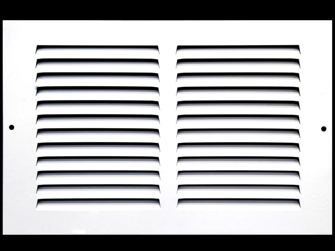 HVAC Premium 12'' x 6'' [Duct Opening] Flat Stamped Steel Return Air Grille - Sidewall and Ceiling - HVAC Vent Duct Cover - White [Outer Dimensions: 13.75''w X 7.75''h]