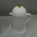 WOLFF 1 Liter White Bird Thermal Coffee Carafe, Plastic Exterior with Glass Lining Insulated Beverage Dispenser for Hot and Cold Drinks, Thermos Bottle for Tea, Water Pitcher - White, 34floz/1L