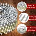 Findmall 3600 Count Siding Nails 1-3/4 Inch by .092 Inch 15 Degree Ring Shank Hot-Dipped Galvanized Collated Wire Coil