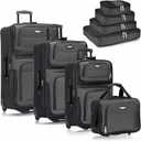 Travel Select Amsterdam Expandable Rolling Upright Luggage, Gray, 2-Piece Set