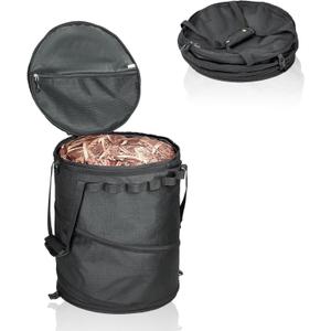 UPWOIGH 16 Gallon Collapsible Garden Waste Bag, Reusable Pop-up Yard Leaf Bag Holder, Black Thickened Oxford Fabric Camping Trash Can for Lawn, Pool, and Garden Debris