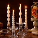 Nuanchu 4 Pcs 7.87 Inch Twisted Taper Candles Wax Unscented Smokeless Spiral Swirl Candlesticks for Wedding Holiday Dinner Party Home Decorations (White)