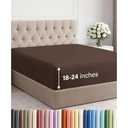 Extra Deep Full Fitted Sheet - Hotel Luxury Single Fitted Sheet Only - Easily Fits 18 inch to 24 inch Mattress - Ultra Soft, Wrinkle Free w/Extra Deep Pockets - Easy-Care, Breathable & Comfy - Brown