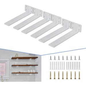 CLT Shelf Bracket( White) , 12 Quarter Inch (1/5") Thick- Max Load: 330 lb Rustic Industrial Modern Farmhouse Heavy Duty Corner Brace Joint Right Angle Bracket for DIY Table Bench, Pack of 6