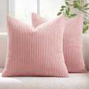 MIULEE Pack of 2 Pillow Covers Soft Soild Decorative Square Throw Pillow Covers Set Cushion Cases Pillowcases for Sofa Bedroom Car 12 x 12 Inch 30 x 30 Cm Pink
