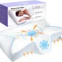 Hexus Cervical Neck Pillow for Pain Relief Sleeping, Ergonomic Memory Foam Pillows, Orthopedic Contour Neck Support Pillows with Cooling Pillowcase for Side, Back, and Stomach Sleeper, White