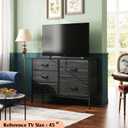WLIVE Dresser for Bedroom with 5 Drawers, Wide Dressers with Drawer Organizers, Chest of Drawers, Fabric Dresser for Living Room, Closet, Hallway, Charcoal Black Wood Grain Print