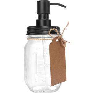 Premium Quality Mason Jar Soap Dispenser - Black 16 Ounce - Made from Rust Proof Stainless Steel  Dish and Hand Soap Dispenser  Ideal for Kitchen Dish Soap, Bathroom Soap