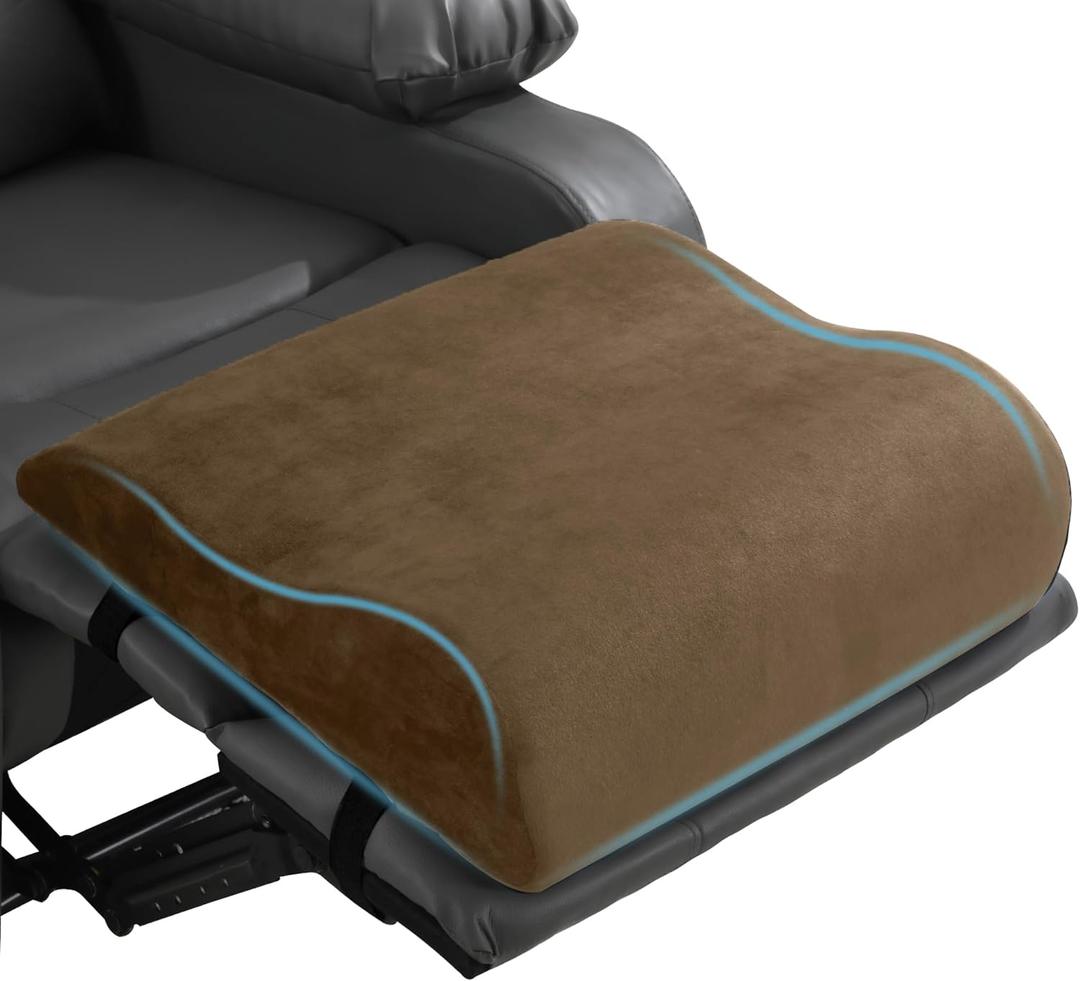 HOMBYS Extra Large Recliner Leg Pillow, Foam Foot Rest Cushion Wave Shape Recliner Footrest Extender, Multi-Purpose Back & Lumbar Support Pillow for Bed, Sofa Couch, Coffee Color