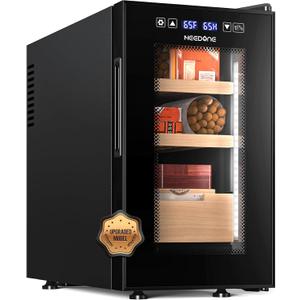 NEEDONE Cigar Humidor 23L Pro 1S, Smart Humidity & Temp Quiet Control System 2.0, Thermostatic Electric Cabinet for 150 Counts with Digital Hygrometer, Spanish Cedar Wood, Gifts for Men