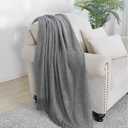 BOURINA Greyish Throw Blanket 50x60 Inches Throw Textured Solid Soft Sofa Couch Decorative Knit Blanket