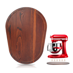 Mixer Slider Compatible with 5.5-8 QT Kitchen Aid Stand Mixers, Kitchen Countertop Storage Mover Sliding Caddy Mixer Slider Mat for Kitchen Aid Stand Mixer Accessories Attachment (Pine Wood - Brown) 