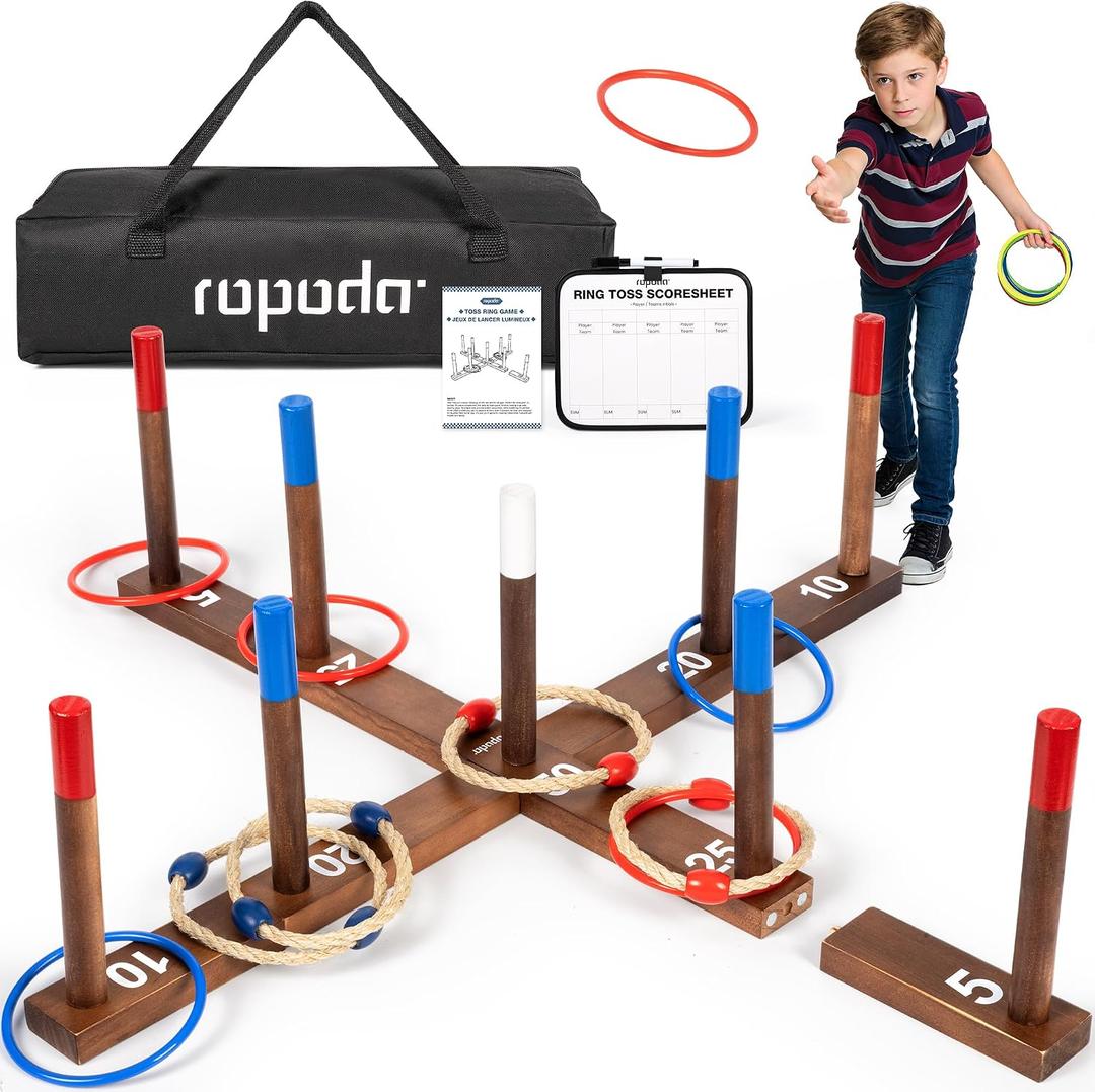 ropoda Ring Toss Game Extra Large 28" Yard Game for Kids and Adults with Stable Magnet Connection, Include 26 Easy-Throw Rings, Carry Bag, Scoreboard, Easy Set Up Outdoor Games for Adults and Family