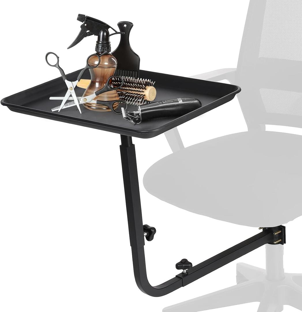 VARIPOWDER Salon Tray Attached to Chair for Hair Stylist 360  Rotating Hairstylist Metal Tray for Barber Chair with Dye Bowls and Tools
