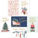 Sweetzer & Orange Christmas Cards, 24 Set Gold Foil Holiday Cards with Red Envelopes  6 Assorted Designs Boxed for Easy Storage - 4x6 Bulk Greeting and New Years Decor Sheets