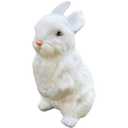 Basuo-9Q 9.25 Inch Plush Rabbit Faux Fur Lifelike Hare Easter Bunny Simulation Toy Home Decoration Gift (White)