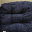 HIGOGOGO Square Stuffed Pouf Ottoman, Corduroy Poufs with Foam Chunk Filling, Furry and Fluffy Pouf Foot Stool Storage Ottoman, 25.6 X 25.6 Floor Poufs Foot Rest for Living Room, Navy