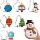 Teenyyou 6 Pcs Large Christmas Cookie Cutters 8" Holiday Metal Cookie Cutter Stainless Steel Christmas Baking Molds, Snowman, Xmas Tree, Ornament, Teardrop Bauble, Finial, Snow Globe