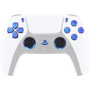 eXtremeRate 7 Colors 9 Modes Luminated Dpad Thumbsticks Share Home Face Buttons for PS5 Controller BDM-030 040 050, Chameleon Purple Blue Classical Symbols Buttons DTF LED Kit for PS5 Controller