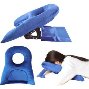 Face Down Pillow - Adjustable Stomach Sleeping Pillow for Recovery After Eye Surgery BBL, Vitrectomy, Retinal Surgery, Prone Pillow, Removable Washable Cover, Home Massage Office Workplace Nap Pillows (Blue)