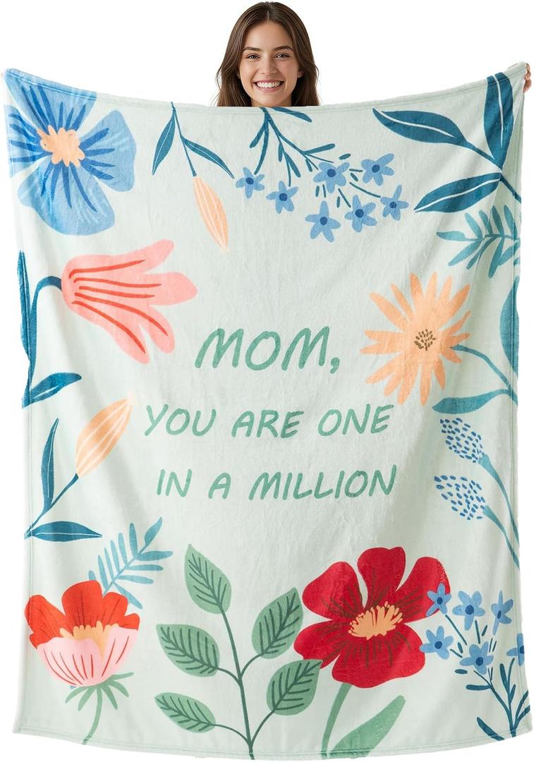 Battilo Anniversary Birthday Gift for Mom from Daughter Son, Mom Blanket, Super Soft Flannel Mama Throw Blankets for Bed Couch 50’'x 60", Sage Green