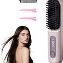 Go Brush Pro 2025 New Cordless Hair Straightener Brush - 199 Million Negative Ions, Compact & Travel-Friendly with LED Display, 4000mAh Rechargeable, Anti-Scald Mini Hot Comb for Women (Purple)