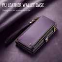 Defencase for Galaxy S26 Ultra Case Wallet with RFID Blocking Card Holder for Women Men, PU Leather Magnetic Snap Flip Wrist Strap Zipper Wallet Phone Cases for Samsung Galaxy S26 Ultra 6.9", Purple