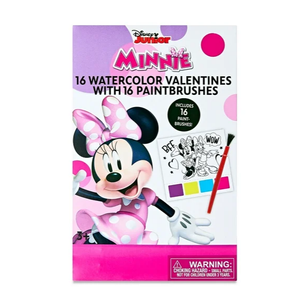 Minnie Mouse Valentine Exchange Cards with Watercolor Paint Activity, Classroom, Paper, Multi-Colored, 16 Count, 2 Pack