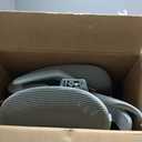 Ergonomic Office Chair-Computer X-Shaped Chair Mesh PU Leather with Adjustable Lumbar Support-Executive Desk Chair High Back with Headrest Flip-Up Arms for Long Hours (White-Grey)