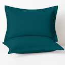 2 Pack Pillow Shams Standard Size 20x26  600 Thread Count 100% Organic Cotton Teal Pillow Covers with 2 Inch Flange, Soft & Smooth Premium Hotel-Quality Pillowcases Set of 2