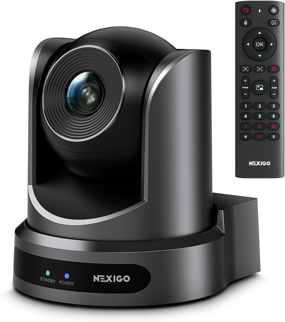 NexiGo Conference Room PTZ Camera System with 10X Optical Zoom, Remote Control, USB Output & Autofocus for Live Streaming, Meetings, Church Services, Education, for OBS/Zoom/Skype | Easy Setup