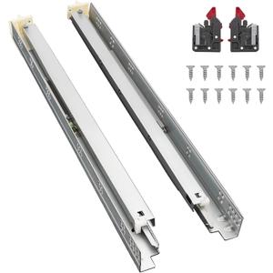 Probrico 1 Pair 21 Inch Undermount Drawer Slides, Full Extension Concealed Drawer Runners Soft Close Bottom Mount Drawer Slides with Rear Mounting Brackets Locking Devices