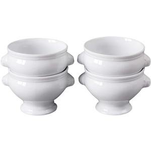 Cinf Ceramic 16 oz Set of 4 Lion Head Porcelain Soup Bowls White Christmas Gifts Microwave Safe Soup and Fruit Home Kitchen
