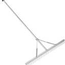 VEVOR Landscape Rake, 36" Head Aluminum Lake Weed Rake with 75" Long Handle for Loosening Soil, Lawn Care, Weeding Lake, Garden, Silver