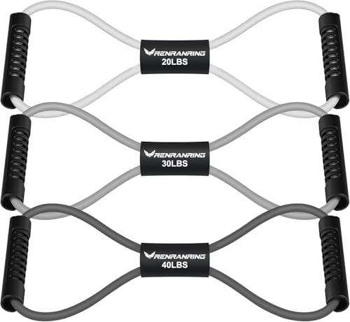 Figure 8 Fitness Resistance Bands with Handles - Exercise Tube Band Set of 3 for Arm and Shoulder Stretch, Rope 8 Word Elastic for Women and Men