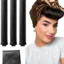 Velvet Overnight Curls Heatless Hair Curler No Heat Satin Heatless Curling Rods Foam Sponge Hair Rollers for Short Long Hair to Sleep in Care Styling Tools - Black